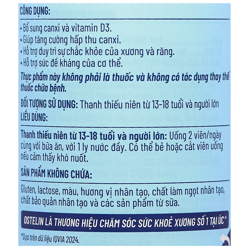 Thực phẩm bảo vệ sức khỏe OSTELIN Calcium & Vitamin D3 - 15
